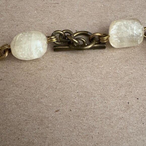 Vintage Gerard Yosca signed cream agate, goldtone metal and cross necklace - Picture 7 of 8